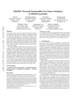 SALINA: Towards Sustainable Live Sonar Analytics in Wild Ecosystems