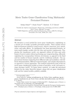 Movie Trailer Genre Classification Using Multimodal Pretrained Features