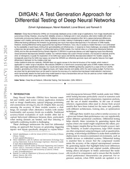 DiffGAN: A Test Generation Approach for Differential Testing of Deep Neural Networks for Image Analysis