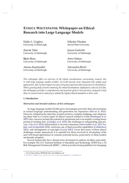 Ethics Whitepaper: Whitepaper on Ethical Research into Large Language
  Models