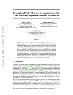 Upsampling DINOv2 features for unsupervised vision tasks and weakly supervised materials segmentation
