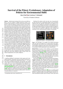 Survival of the Fittest: Evolutionary Adaptation of Policies for
  Environmental Shifts