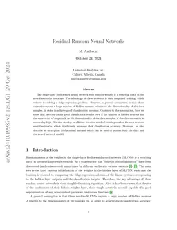Residual Random Neural Networks