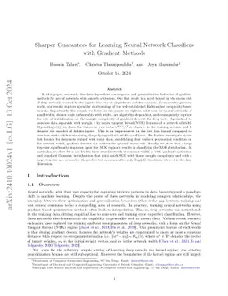Sharper Guarantees for Learning Neural Network Classifiers with Gradient
  Methods