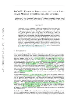 RoCoFT: Efficient Finetuning of Large Language Models with Row-Column Updates