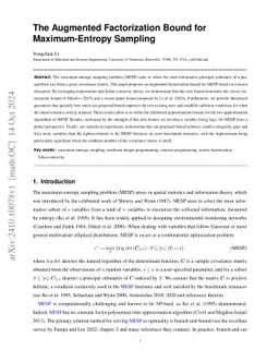 The Augmented Factorization Bound for Maximum-Entropy Sampling