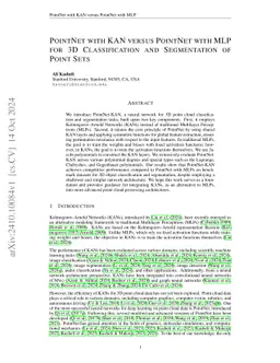 PointNet with KAN versus PointNet with MLP for 3D Classification and Segmentation of Point Sets
