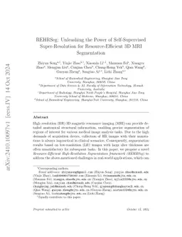 REHRSeg: Unleashing the Power of Self-Supervised Super-Resolution for
  Resource-Efficient 3D MRI Segmentation