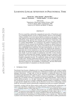 Learning Linear Attention in Polynomial Time
