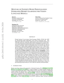 Mixture of Experts Made Personalized: Federated Prompt Learning for Vision-Language Models