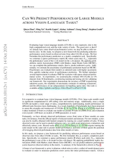 Can We Predict Performance of Large Models across Vision-Language Tasks?