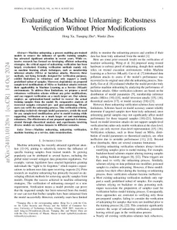 Evaluating of Machine Unlearning: Robustness Verification Without Prior
  Modifications