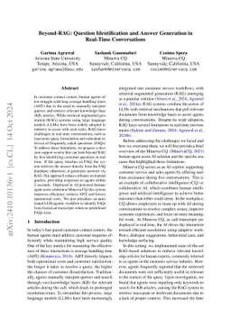 Beyond-RAG: Question Identification and Answer Generation in Real-Time
  Conversations