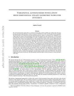 Variational autoencoders with latent high-dimensional steady geometric flows for dynamics