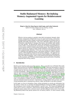 Stable Hadamard Memory: Revitalizing Memory-Augmented Agents for
  Reinforcement Learning