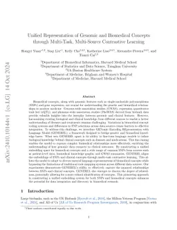 Unified Representation of Genomic and Biomedical Concepts through
  Multi-Task, Multi-Source Contrastive Learning