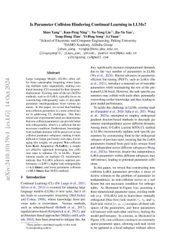 Is Parameter Collision Hindering Continual Learning in LLMs?