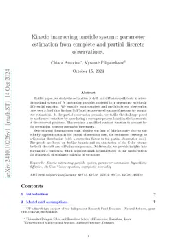 Kinetic interacting particle system: parameter estimation from complete
  and partial discrete observations
