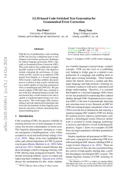 LLM-based Code-Switched Text Generation for Grammatical Error Correction