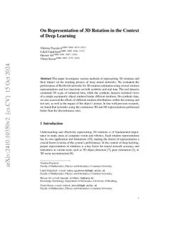 On Representation of 3D Rotation in the Context of Deep Learning