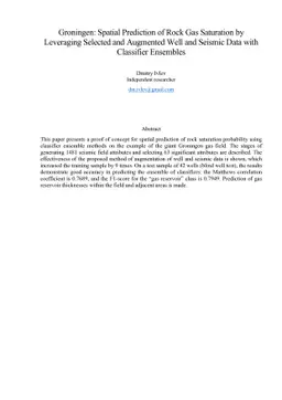 Groningen: Spatial Prediction of Rock Gas Saturation by Leveraging Selected and Augmented Well and Seismic Data with Classifier Ensembles