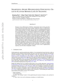 Sharpness-Aware Minimization Efficiently Selects Flatter Minima Late in Training
