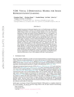 V2M: Visual 2-Dimensional Mamba for Image Representation Learning