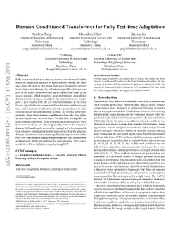 Domain-Conditioned Transformer for Fully Test-time Adaptation