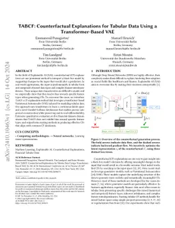 TABCF: Counterfactual Explanations for Tabular Data Using a
  Transformer-Based VAE