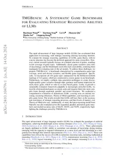 TMGBench: A Systematic Game Benchmark for Evaluating Strategic Reasoning Abilities of LLMs