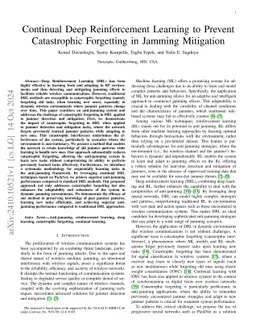 Continual Deep Reinforcement Learning to Prevent Catastrophic Forgetting
  in Jamming Mitigation