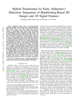 Hybrid Transformer for Early Alzheimer's Detection: Integration of
  Handwriting-Based 2D Images and 1D Signal Features