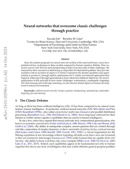 Overcoming classic challenges for artificial neural networks by providing incentives and practice