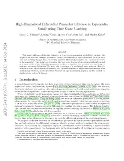 High-Dimensional Differential Parameter Inference in Exponential Family using Time Score Matching