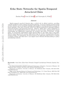 Echo State Networks for Spatio-Temporal Area-Level Data
