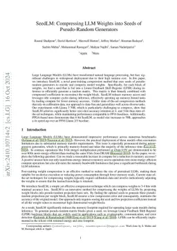 SeedLM: Compressing LLM Weights into Seeds of Pseudo-Random Generators