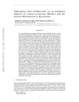 Embedding Self-Correction as an Inherent Ability in Large Language Models for Enhanced Mathematical Reasoning