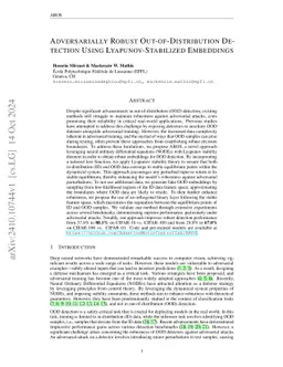 Adversarially Robust Out-of-Distribution Detection Using Lyapunov-Stabilized Embeddings