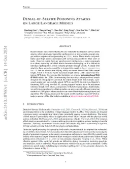 Denial-of-Service Poisoning Attacks against Large Language Models