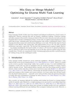 Mix Data or Merge Models? Optimizing for Diverse Multi-Task Learning