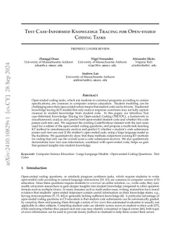 Test Case-Informed Knowledge Tracing for Open-ended Coding Tasks
