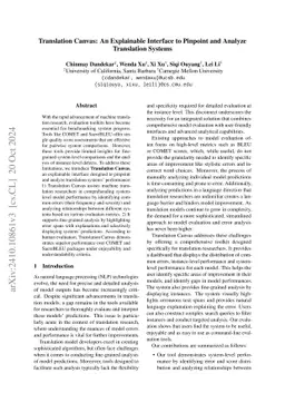 Translation Canvas: An Explainable Interface to Pinpoint and Analyze
  Translation Systems