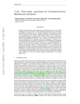 COME: Test-time adaption by Conservatively Minimizing Entropy