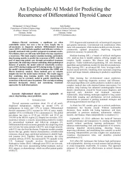 An Explainable AI Model for Predicting the Recurrence of Differentiated
  Thyroid Cancer