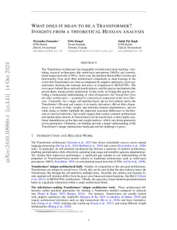 What Does It Mean to Be a Transformer? Insights from a Theoretical Hessian Analysis