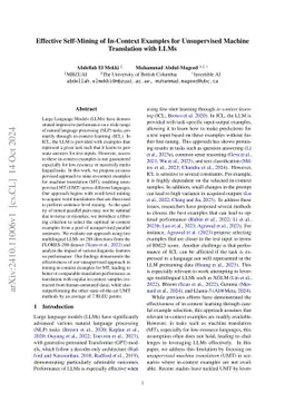 Effective Self-Mining of In-Context Examples for Unsupervised Machine
  Translation with LLMs