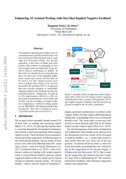 Enhancing AI Assisted Writing with One-Shot Implicit Negative Feedback