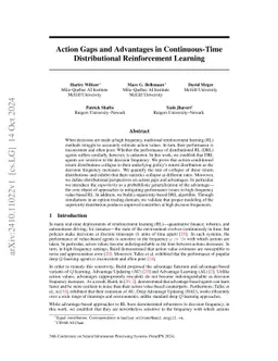 Action Gaps and Advantages in Continuous-Time Distributional
  Reinforcement Learning
