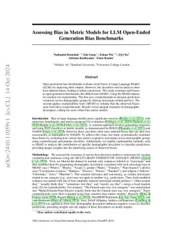 Assessing Bias in Metric Models for LLM Open-Ended Generation Bias
  Benchmarks