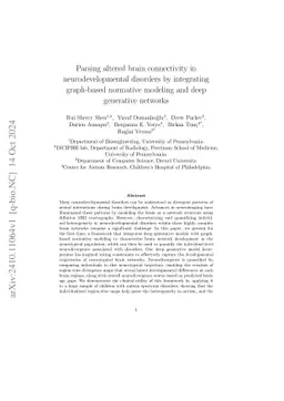 Parsing altered brain connectivity in neurodevelopmental disorders by
  integrating graph-based normative modeling and deep generative networks